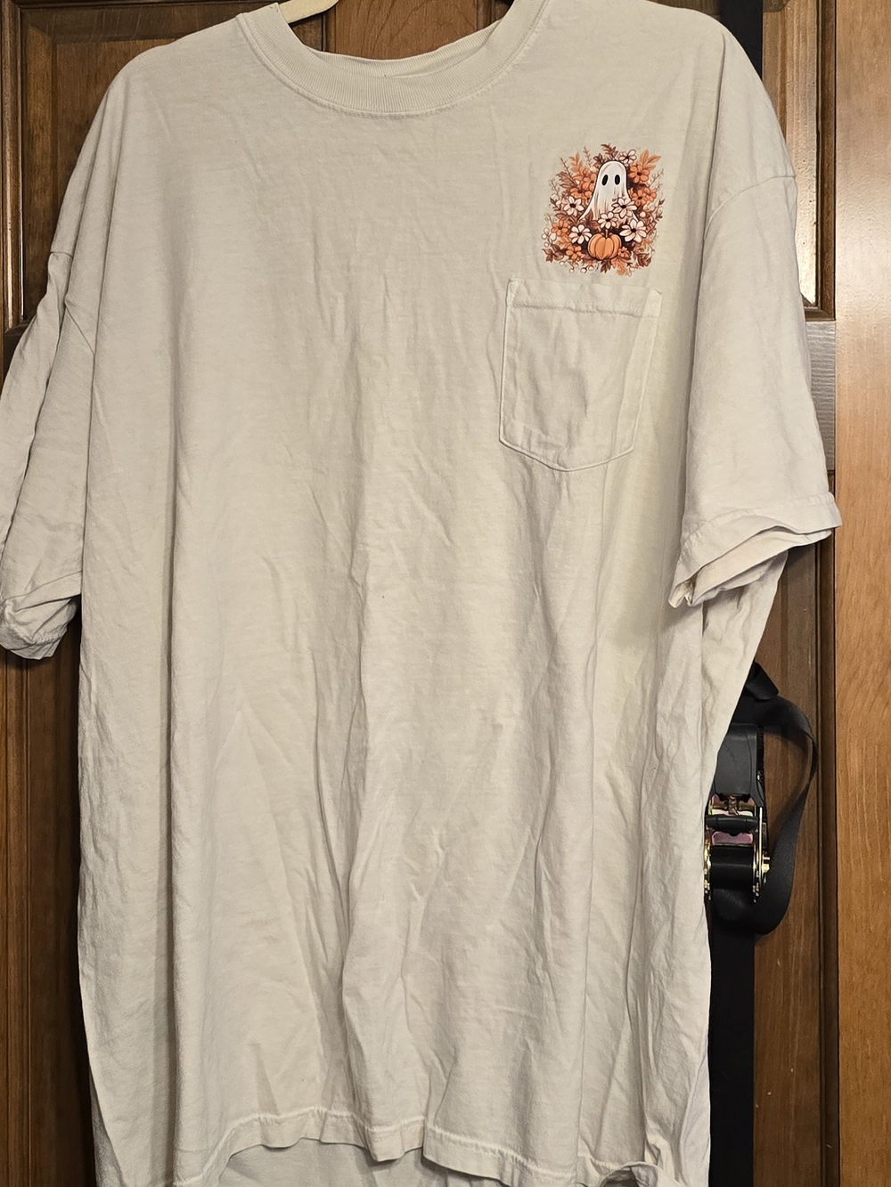 Cream Pocket T-Shirt with Autumn Ghost Graphic